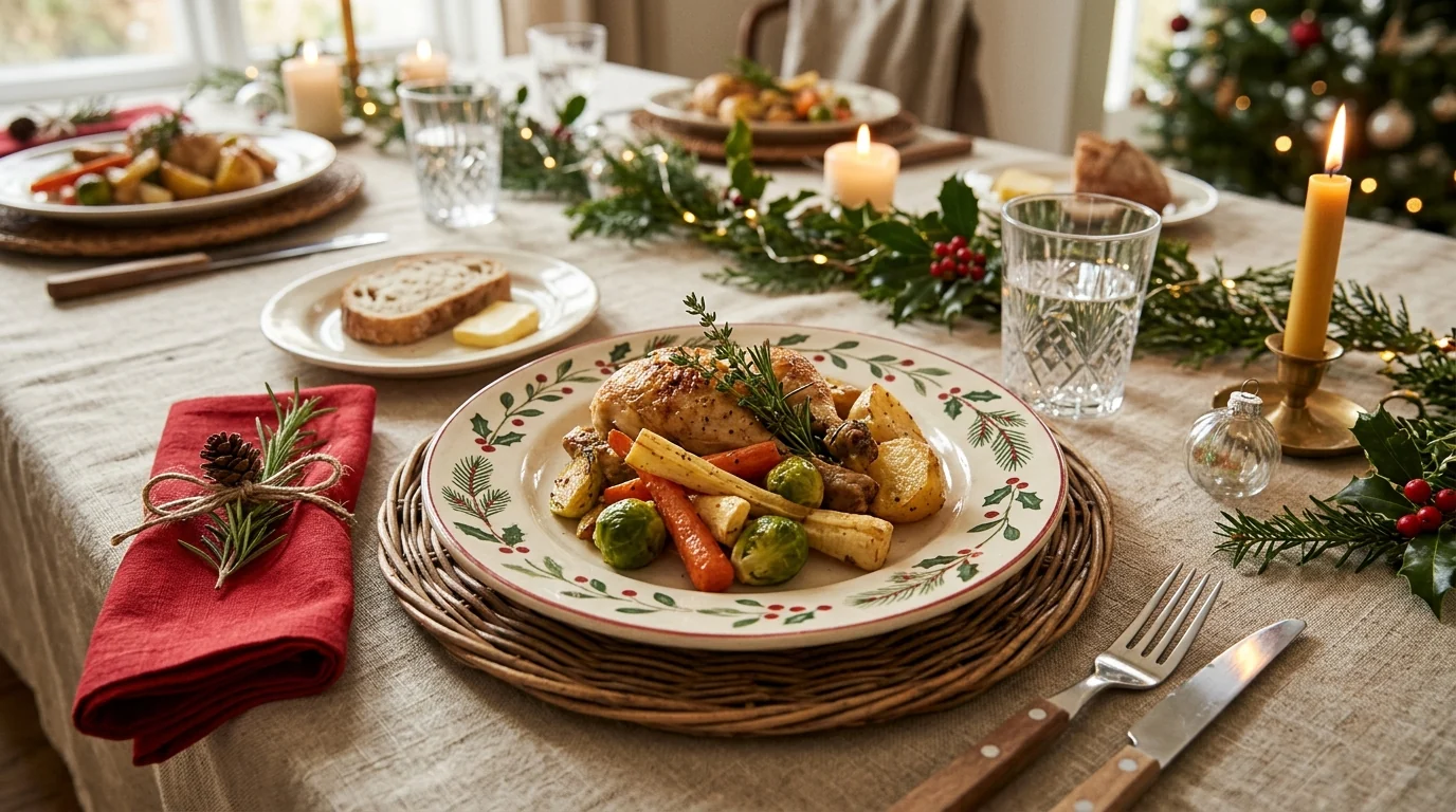 Christmas Ceramic Dinner Plate for Cozy Holiday Hosting
