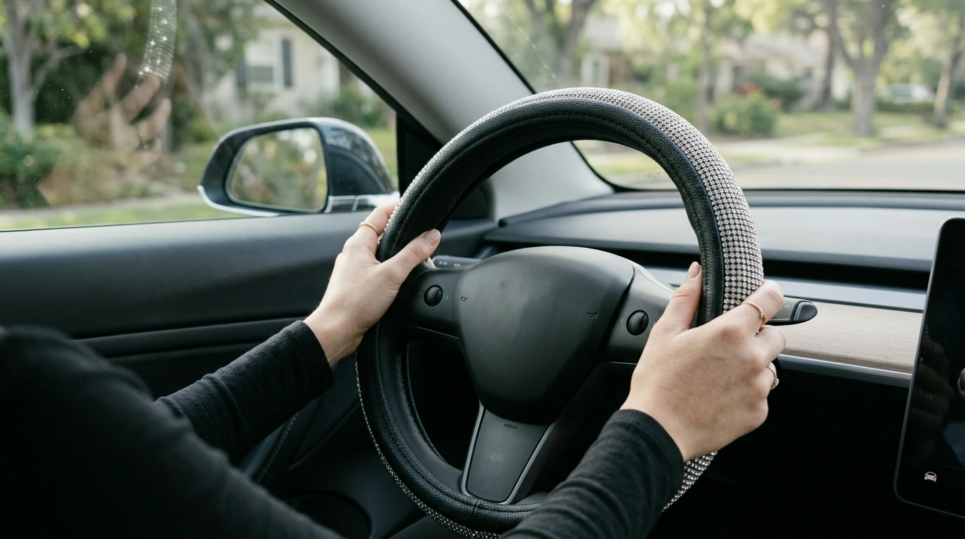 Diamond Rhinestone Steering Wheel Cover: Better Grip
