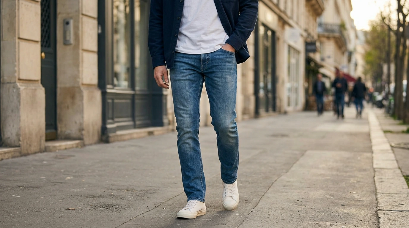 GUESS Men’s Slim Fit Jeans With Worn-Out Blue Finish