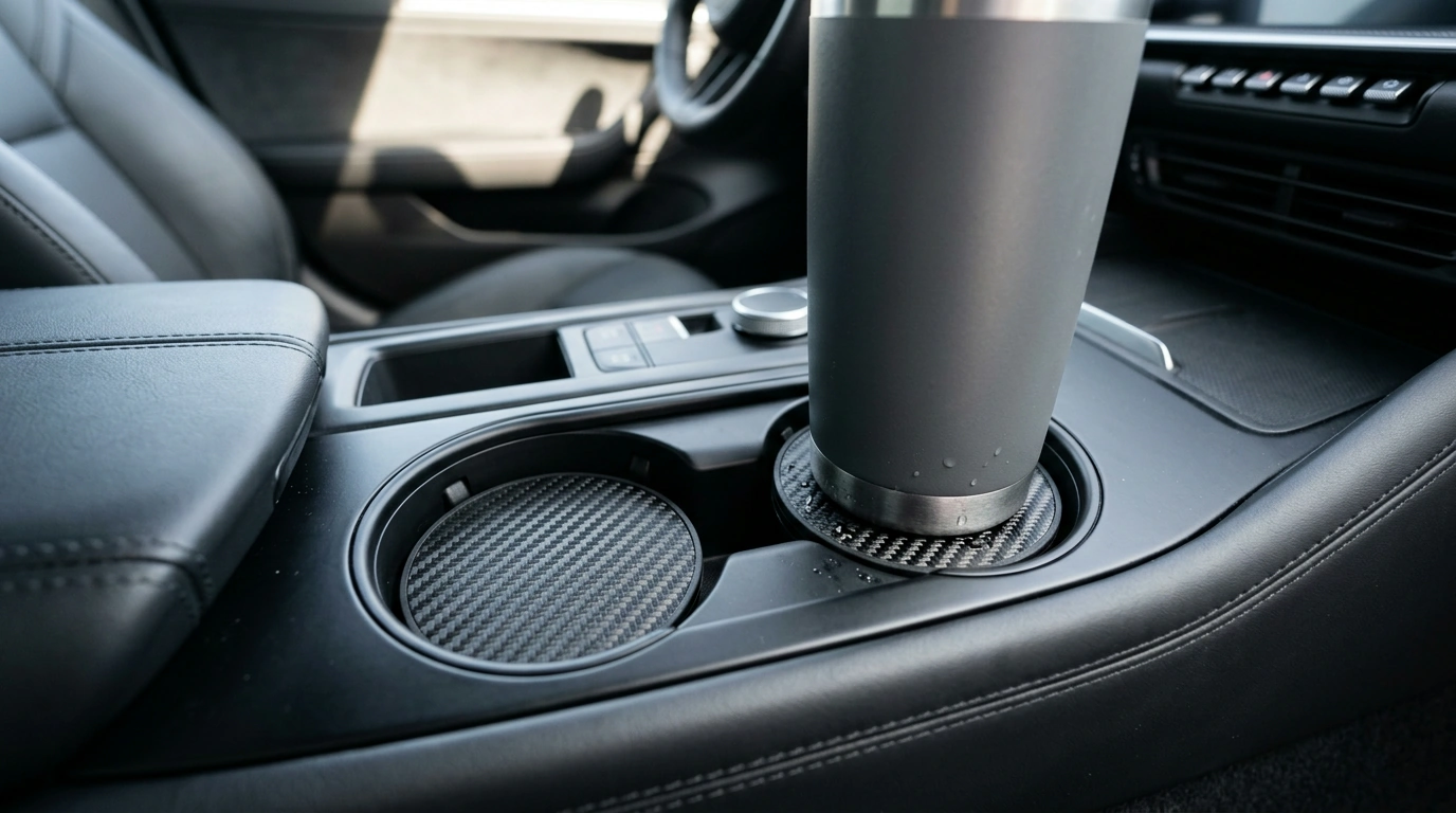 Porsche Cup Holder Coasters: Carbon Fiber PC (2PC)